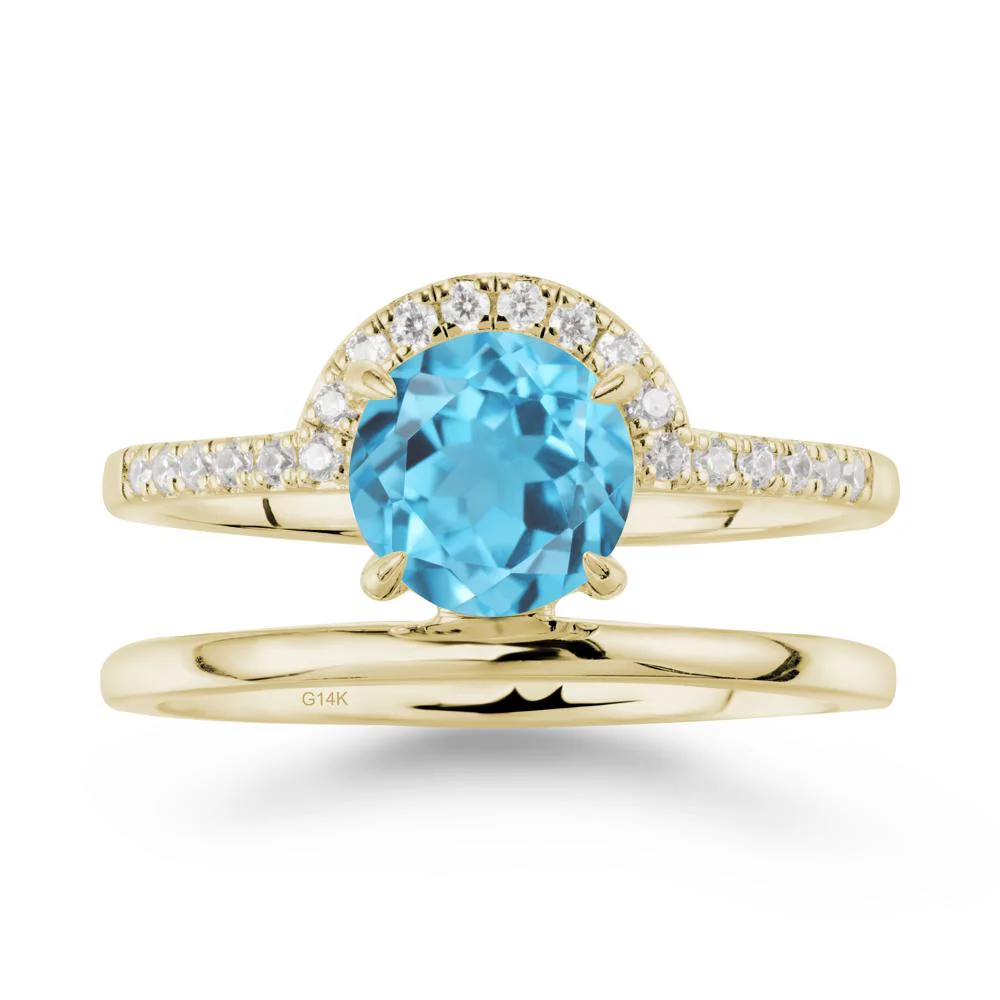 Double Band Creative Swiss Blue Topaz Ring - Image 4