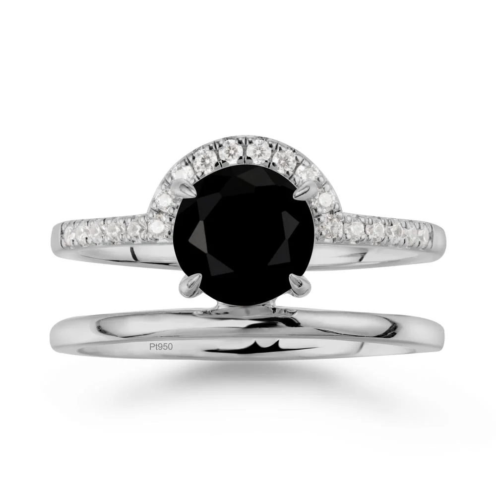 Double Band Libra Zodiac Black Spinel Ring-Balanced & Cracious