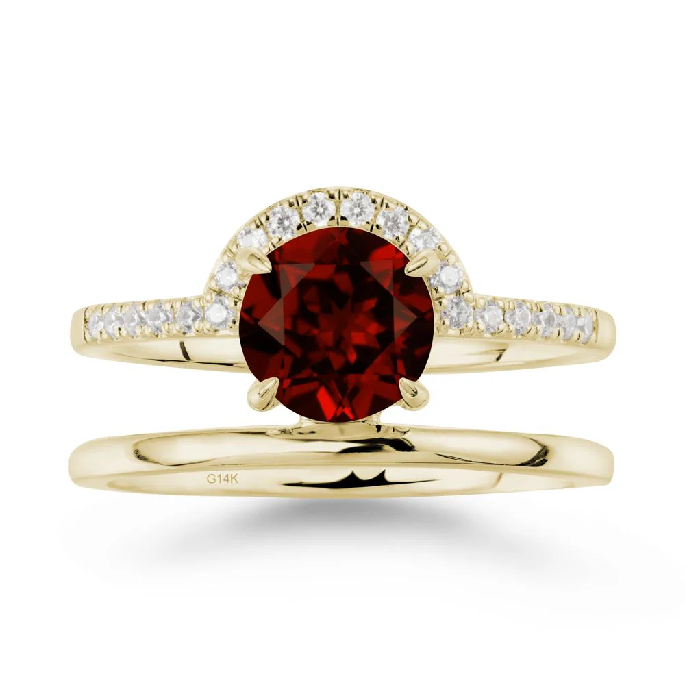 Double Band Libra Zodiac Garnet Ring-Balanced & Cracious - Image 4