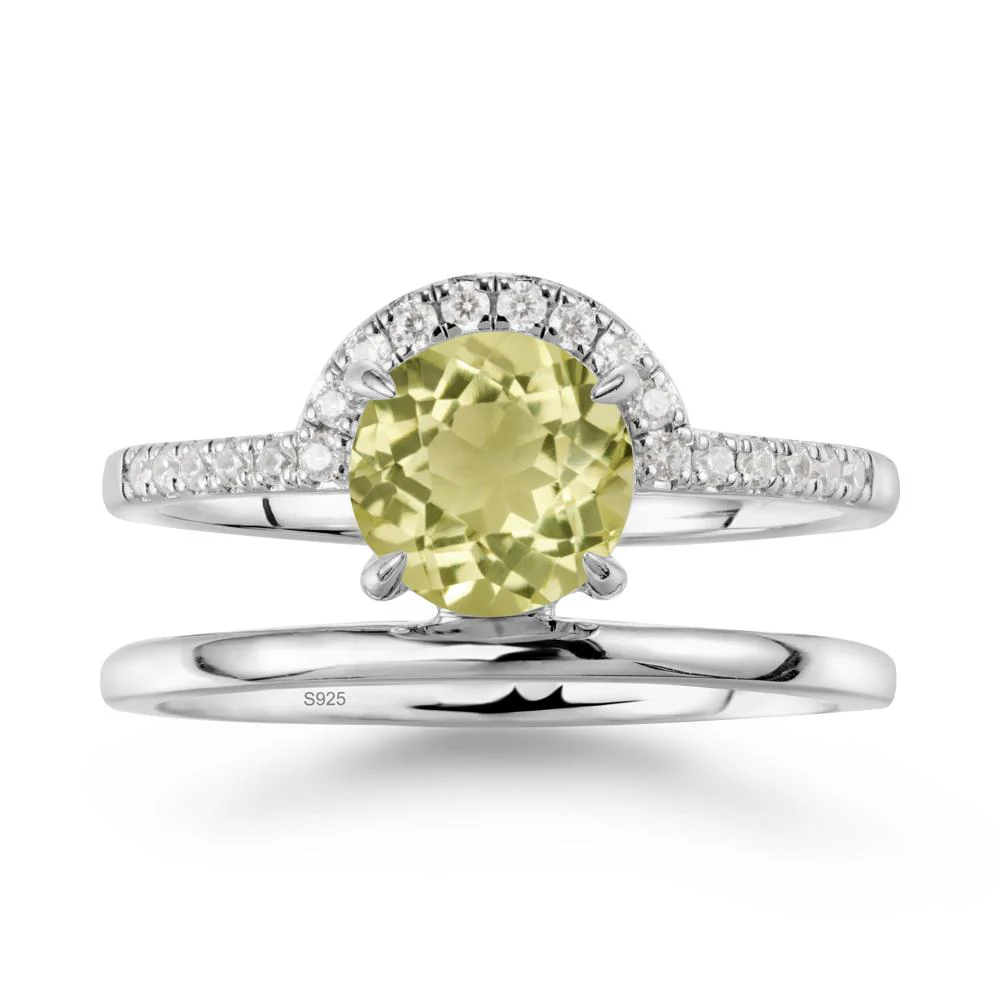 Double Band Libra Zodiac Lemon Quartz Ring-Balanced & Cracious