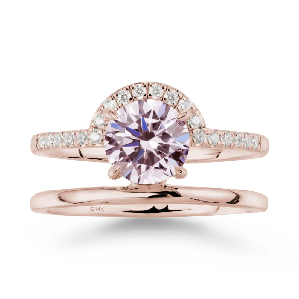 Double Band Libra Zodiac Pink Cubic Zirconia Ring-Balanced & Cracious - Image 2