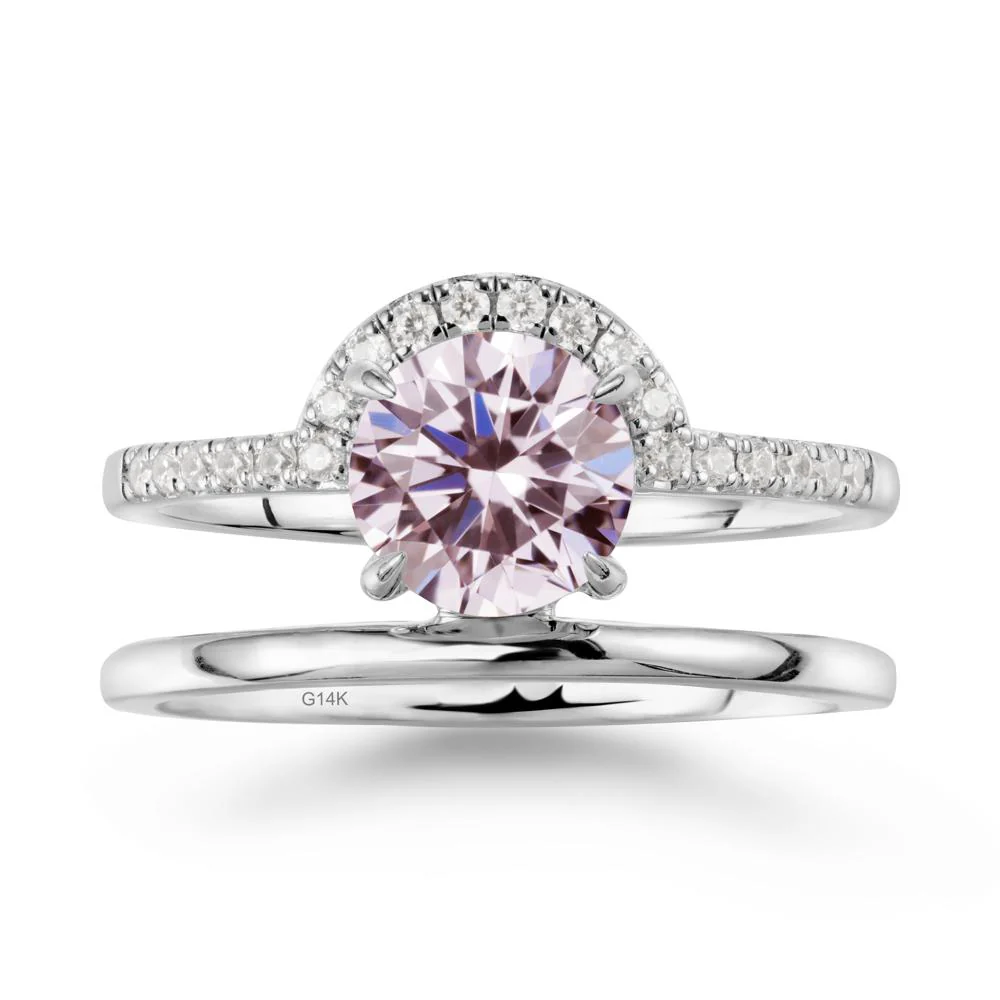 Double Band Libra Zodiac Pink Cubic Zirconia Ring-Balanced & Cracious - Image 3