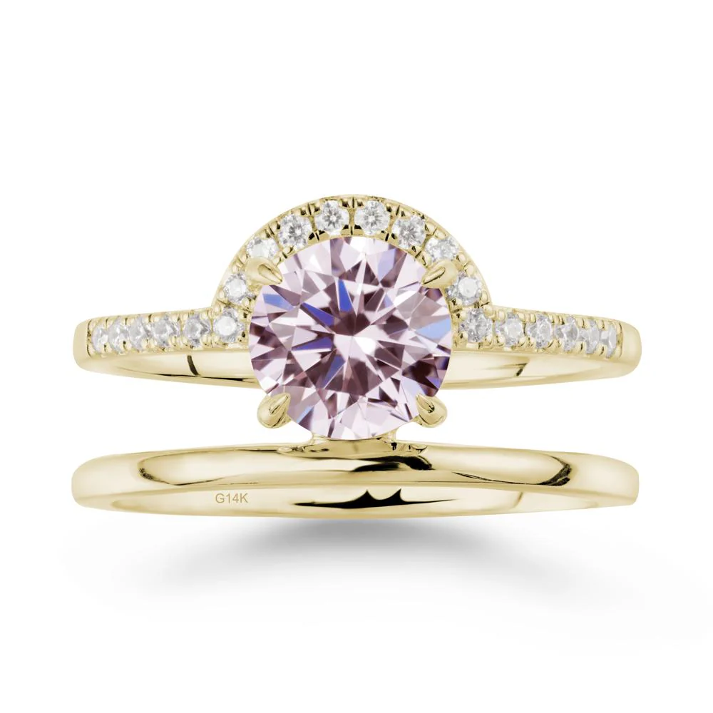 Double Band Libra Zodiac Pink Cubic Zirconia Ring-Balanced & Cracious - Image 4