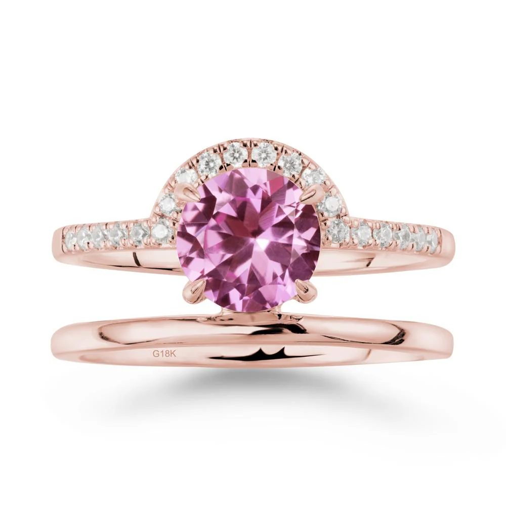 Double Band Libra Zodiac Pink Sapphire Ring-Balanced & Cracious - Image 5