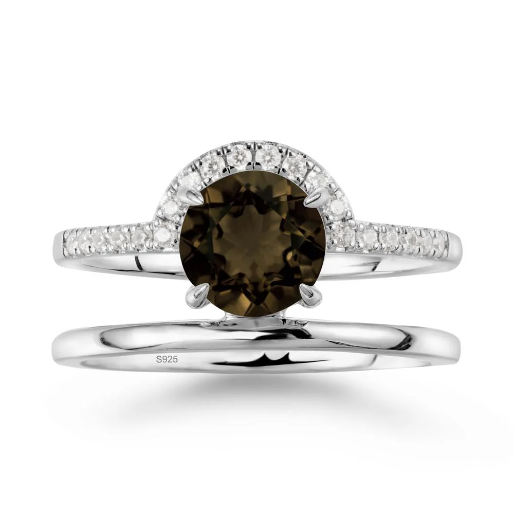 Double Band Libra Zodiac Smoky Quartz Ring-Balanced & Cracious