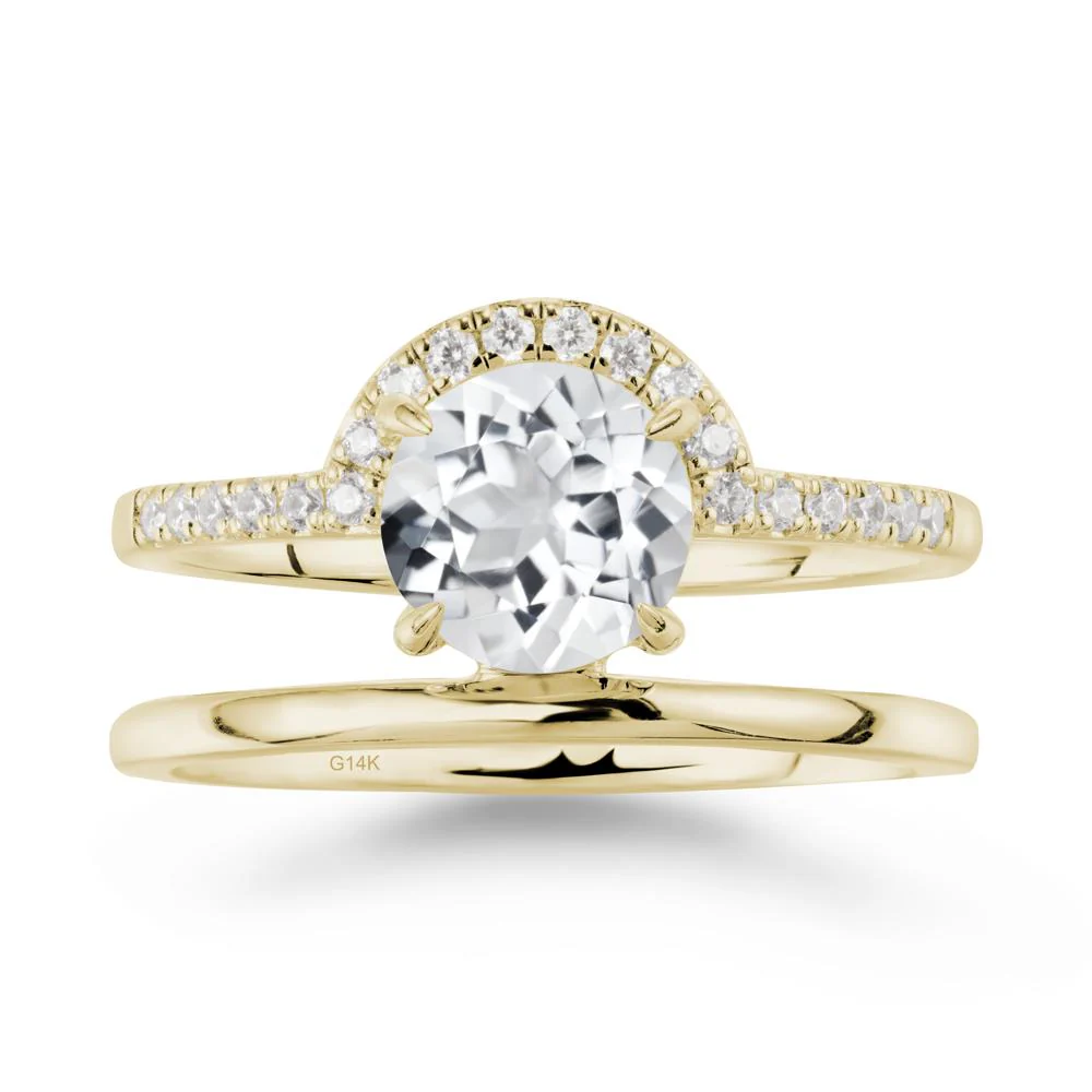 Double Band Libra Zodiac White Topaz Ring-Balanced & Cracious