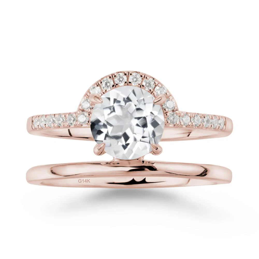 Double Band Libra Zodiac White Topaz Ring-Balanced & Cracious - Image 2