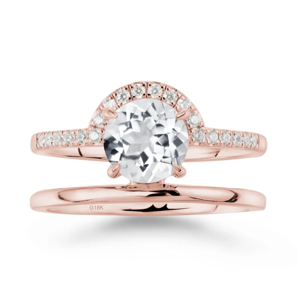 Double Band Libra Zodiac White Topaz Ring-Balanced & Cracious - Image 4