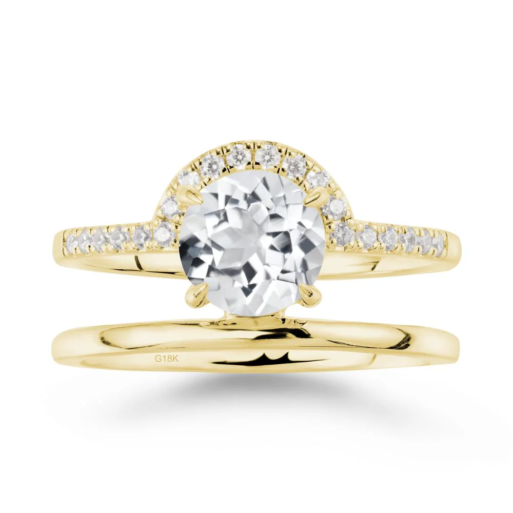 Double Band Libra Zodiac White Topaz Ring-Balanced & Cracious - Image 6