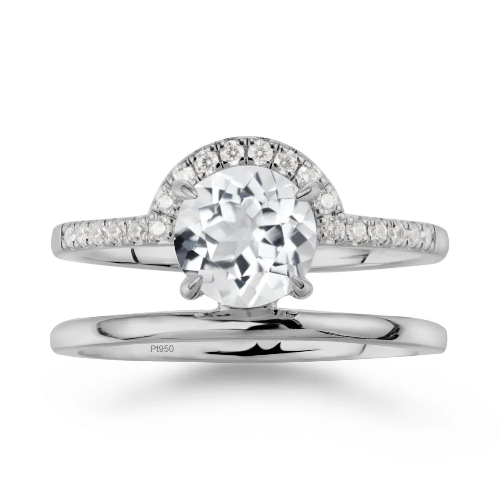 Double Band Libra Zodiac White Topaz Ring-Balanced & Cracious - Image 8