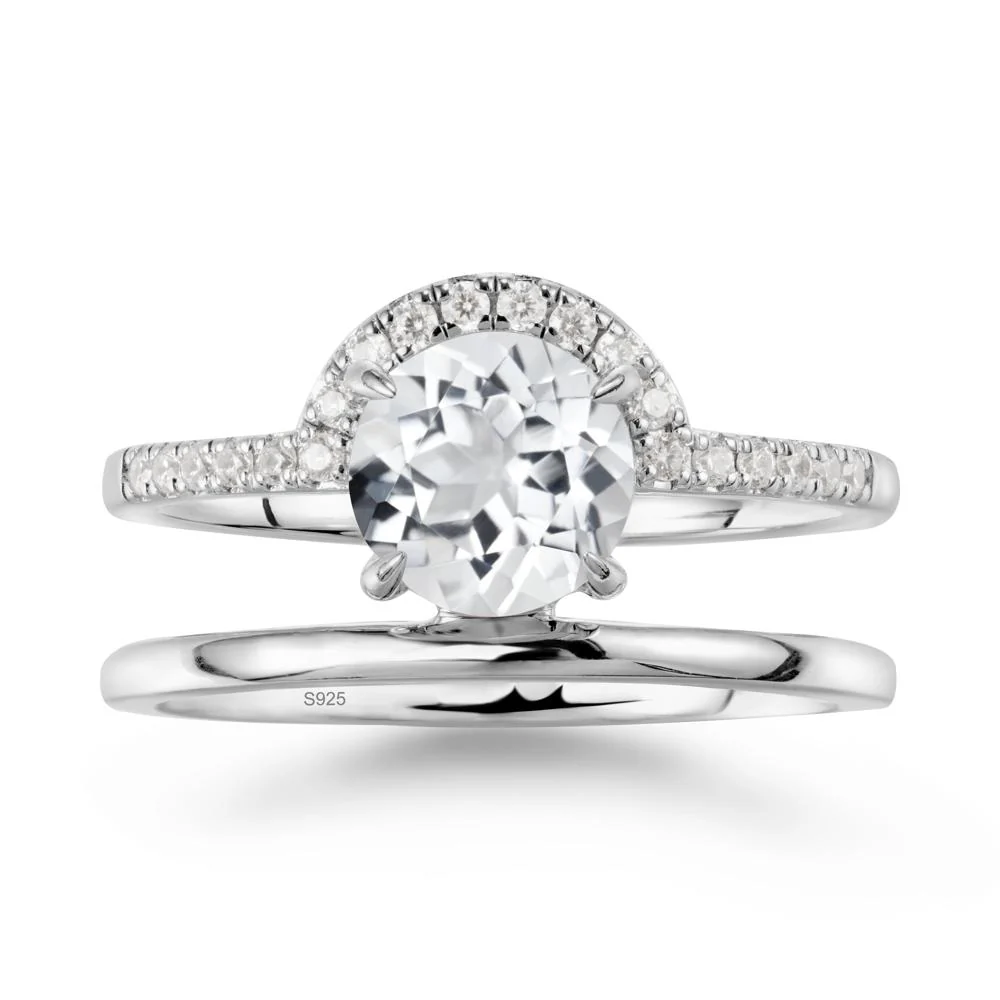 Double Band Libra Zodiac White Topaz Ring-Balanced & Cracious - Image 9