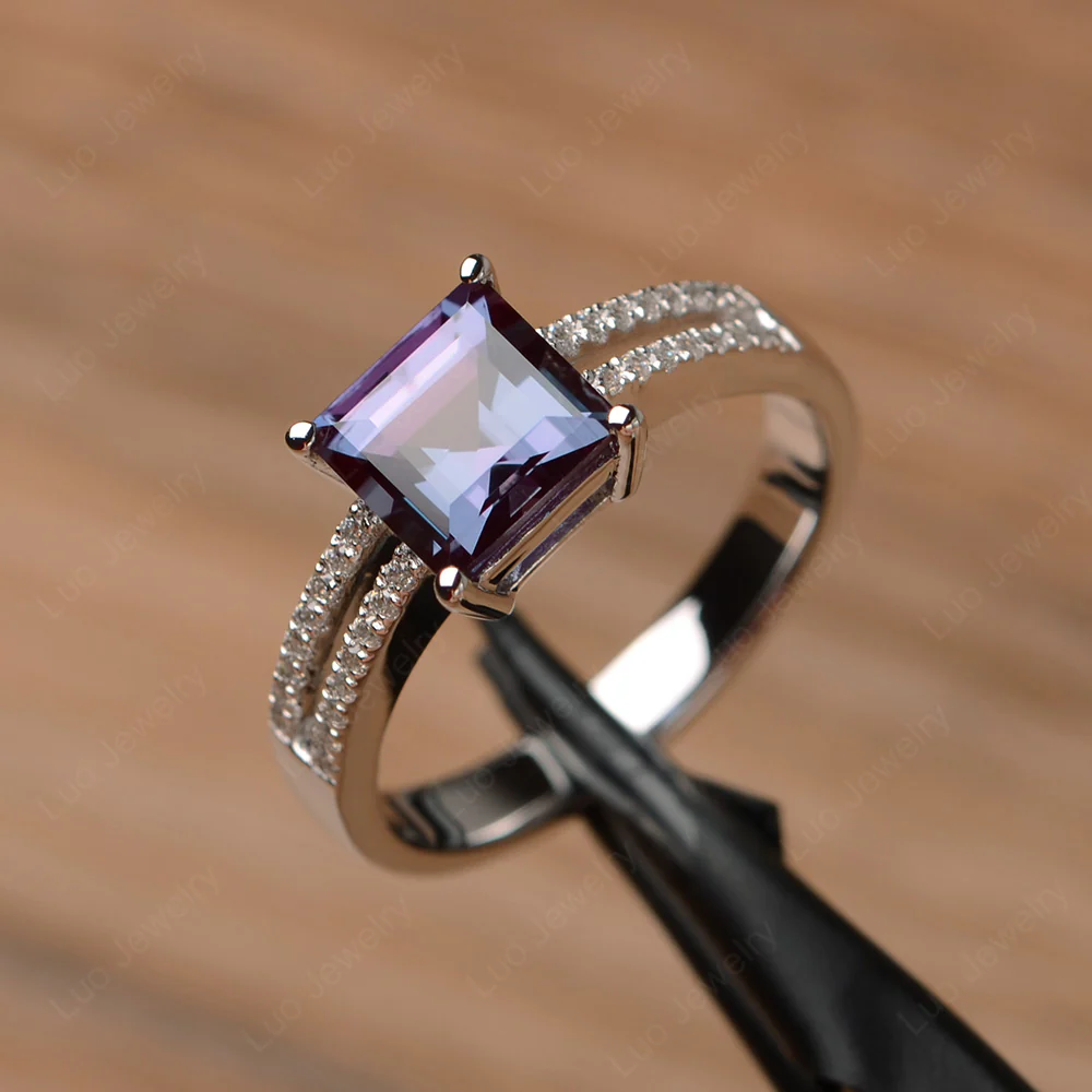 Alexandrite Double Band Engagement Ring