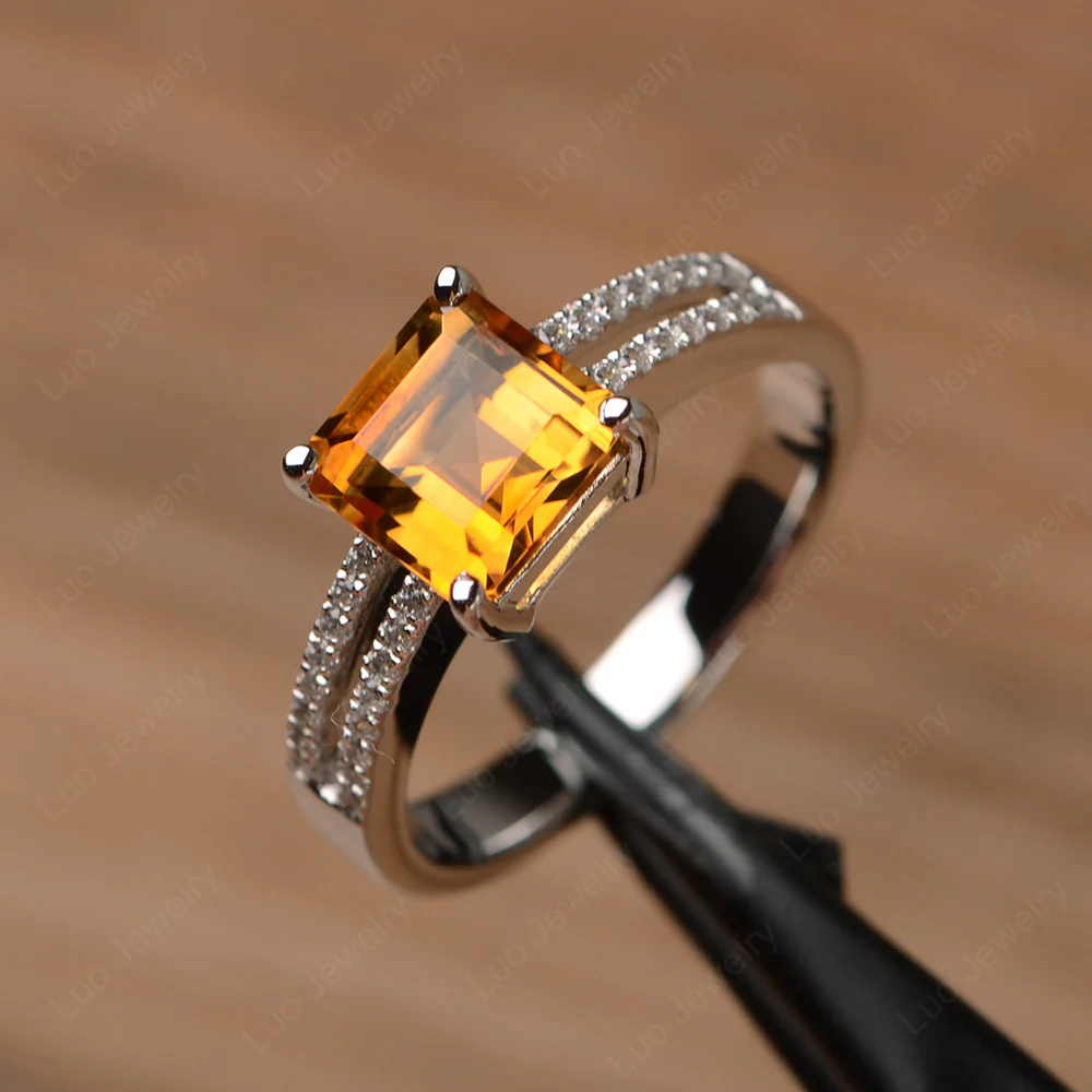Citrine Double Band Engagement Ring