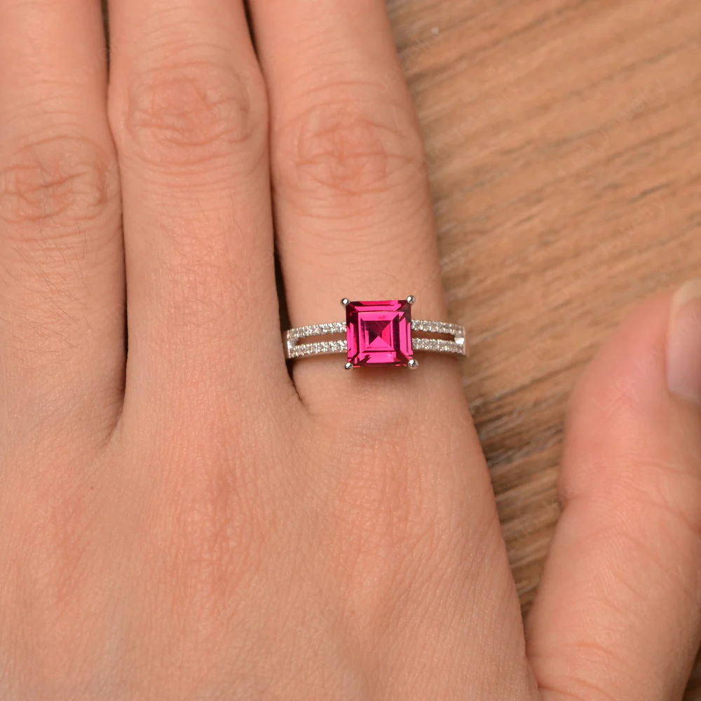Ruby Double Band Engagement Ring - Image 4