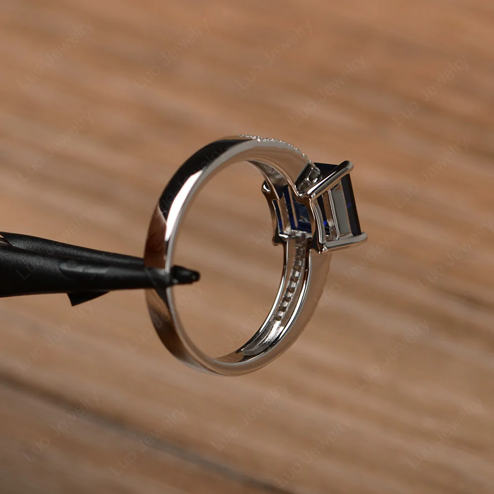 Sapphire Engagement Ring Double Band - Image 3
