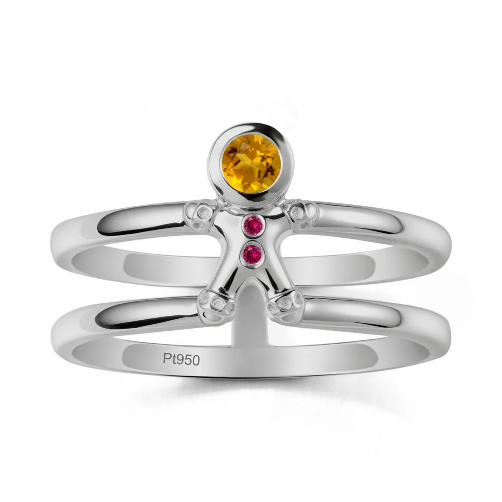 Christmas Citrine and Ruby Ring-Gingerbread Man - Image 8