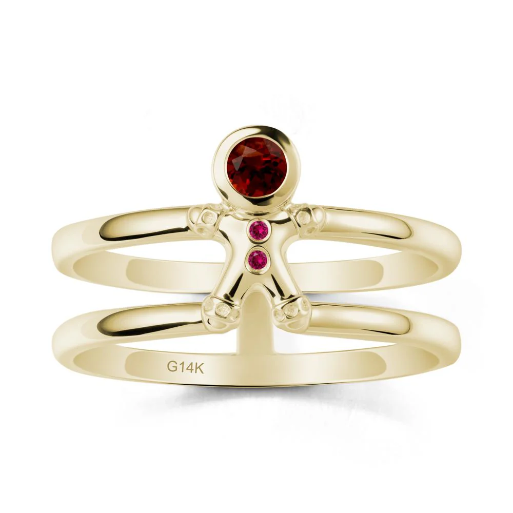 Double Band Round Garnet and Ruby Ring - Image 4