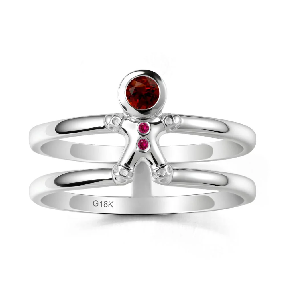 Double Band Round Garnet and Ruby Ring - Image 6