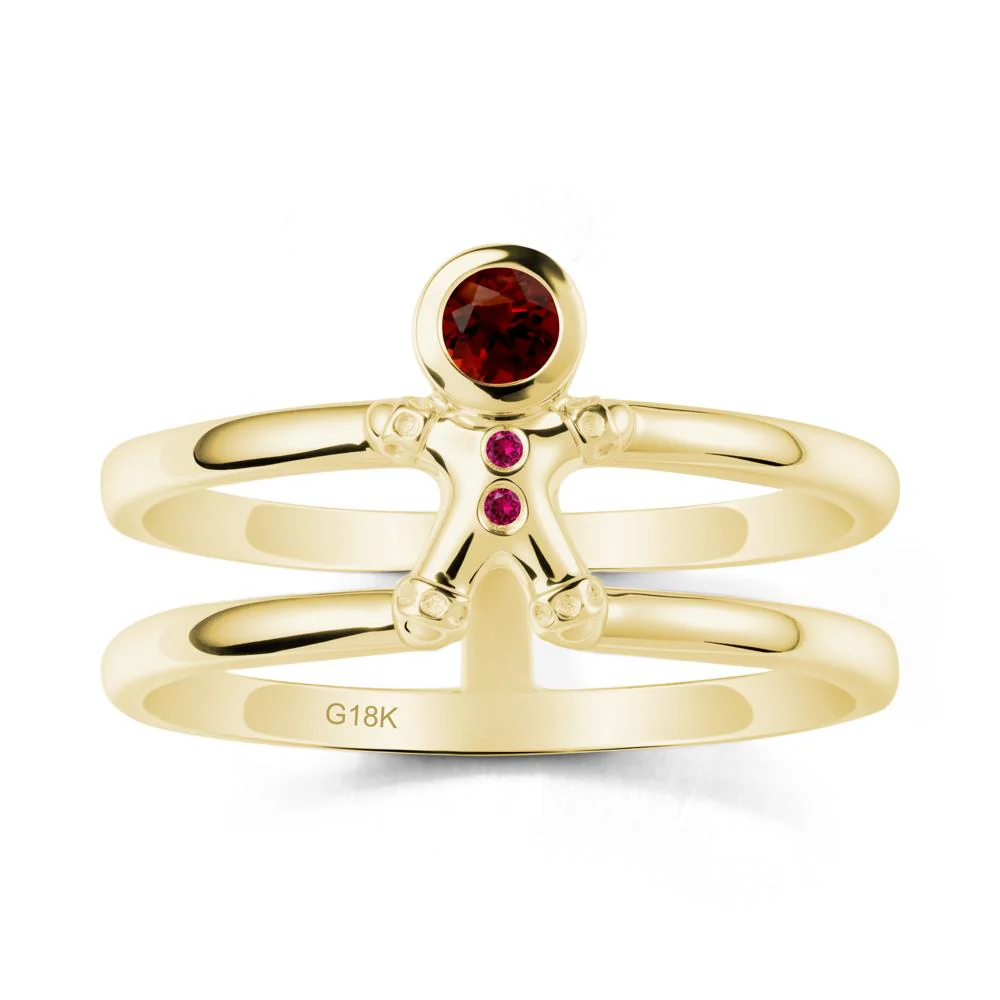 Double Band Round Garnet and Ruby Ring - Image 7