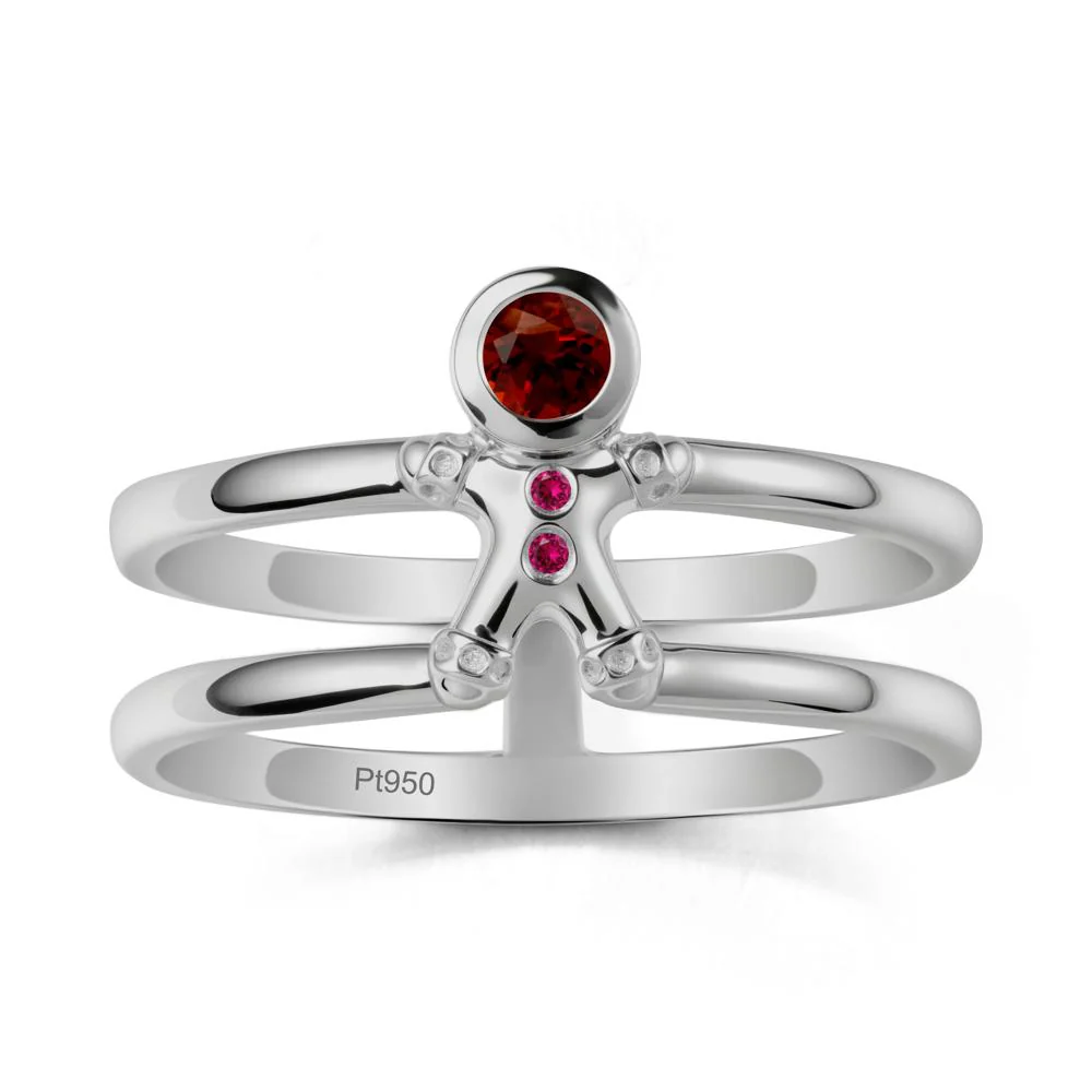 Double Band Round Garnet and Ruby Ring - Image 8