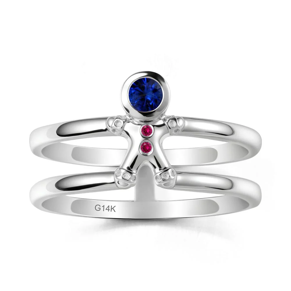 Christmas Sapphire and Ruby Ring-Gingerbread Man - Image 3
