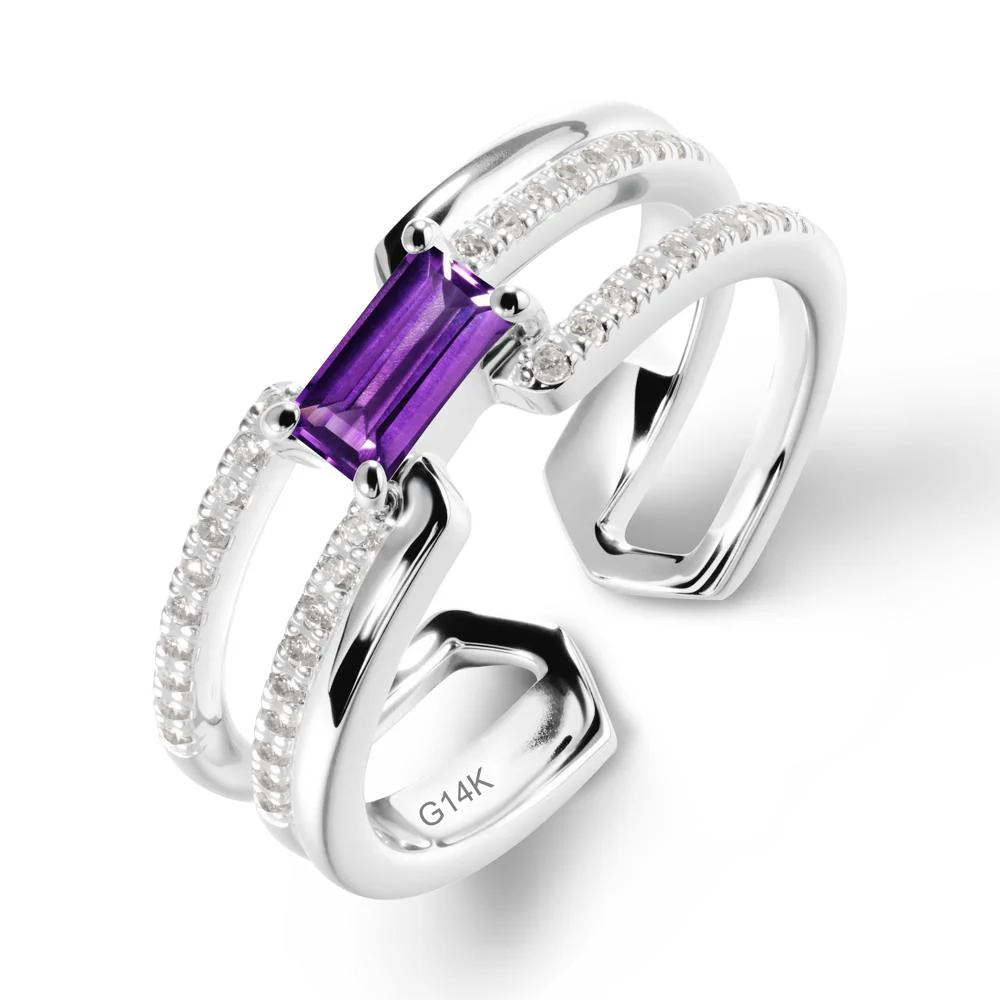 Double Half Eternity Band Amethyst Open Ring - Image 2