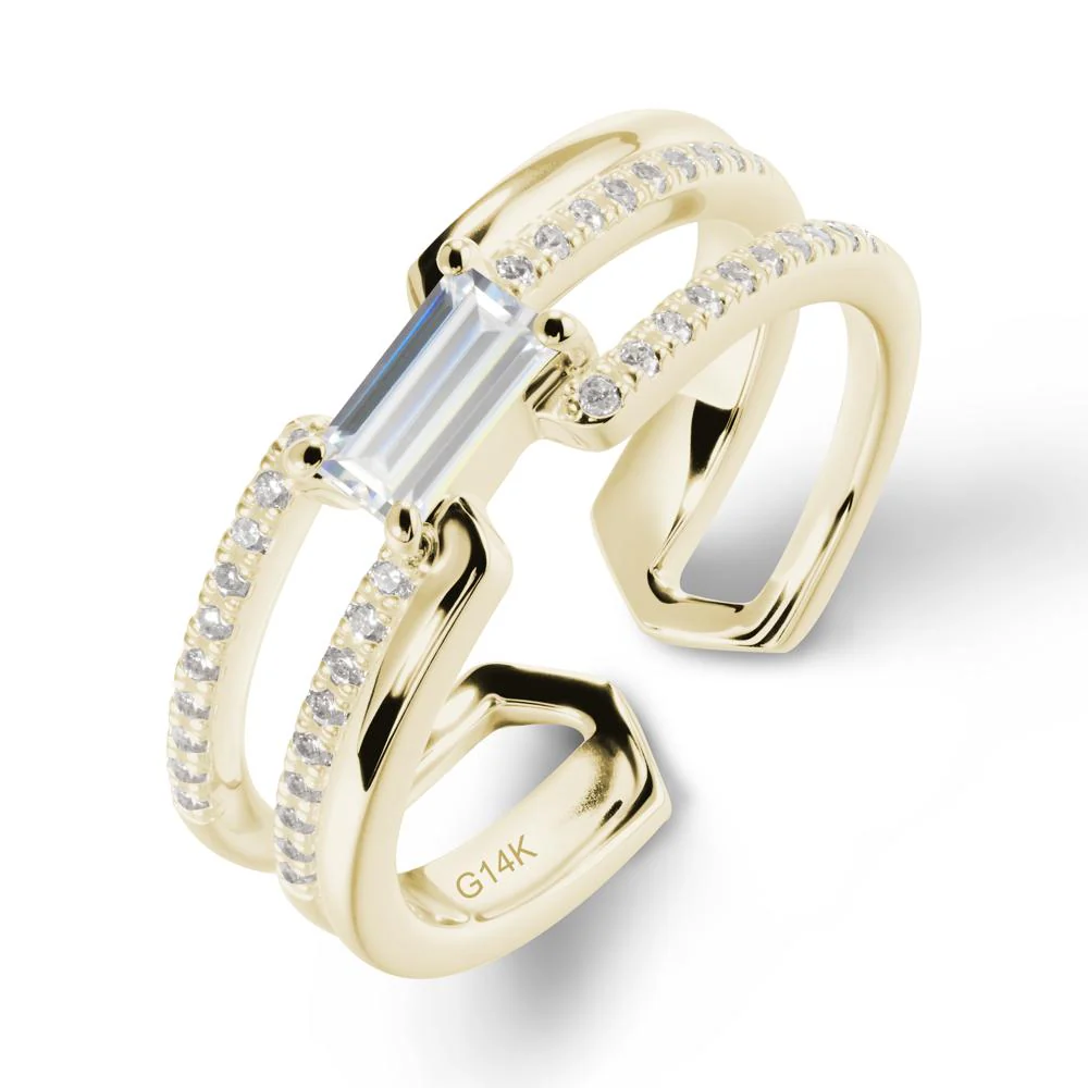 Double Half Eternity Band Cubic Zirconia Open Ring - Image 4