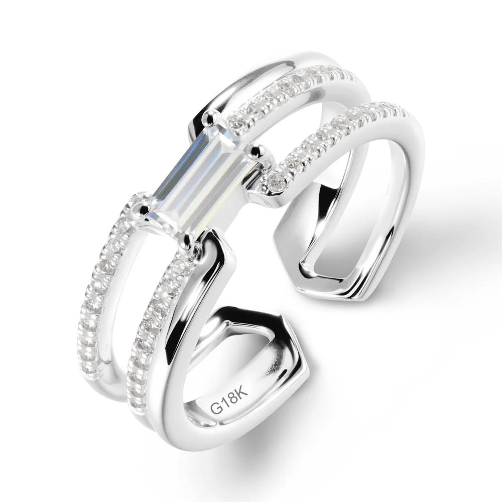 Double Half Eternity Band Cubic Zirconia Open Ring - Image 6