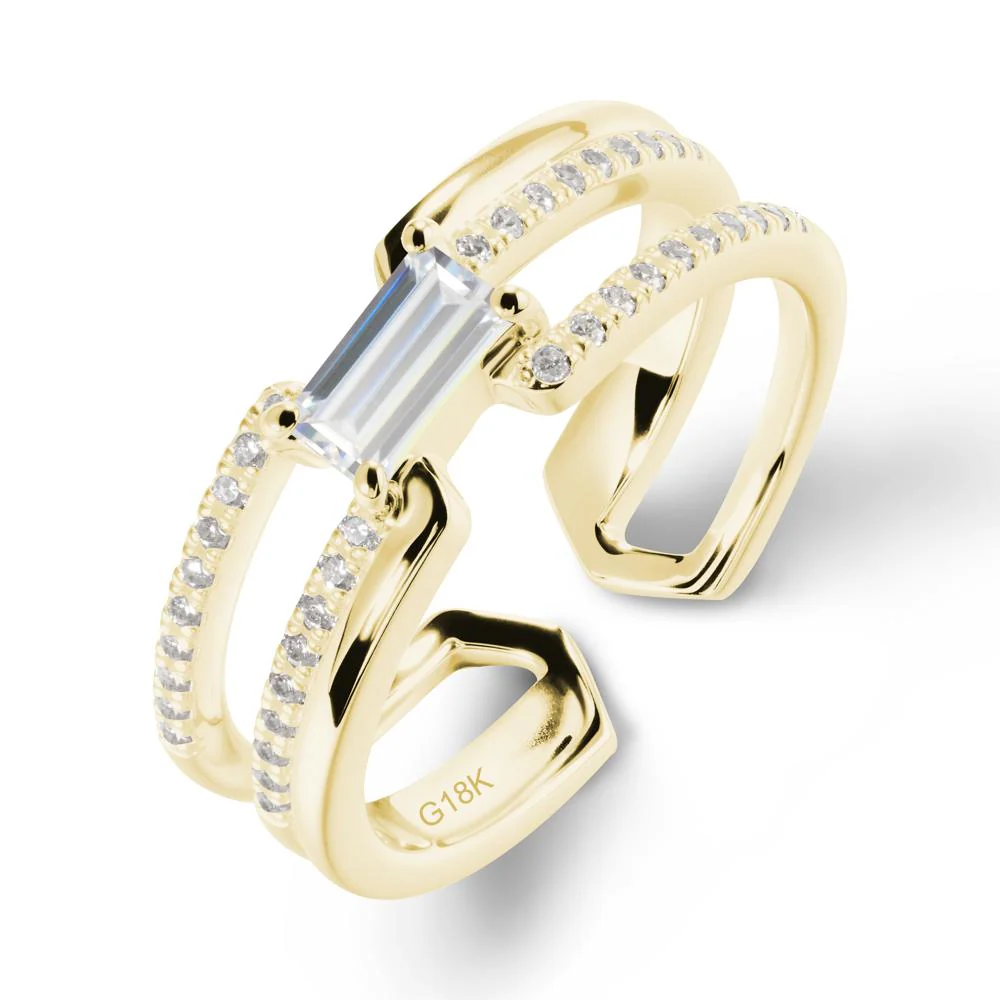 Double Half Eternity Band Cubic Zirconia Open Ring - Image 7