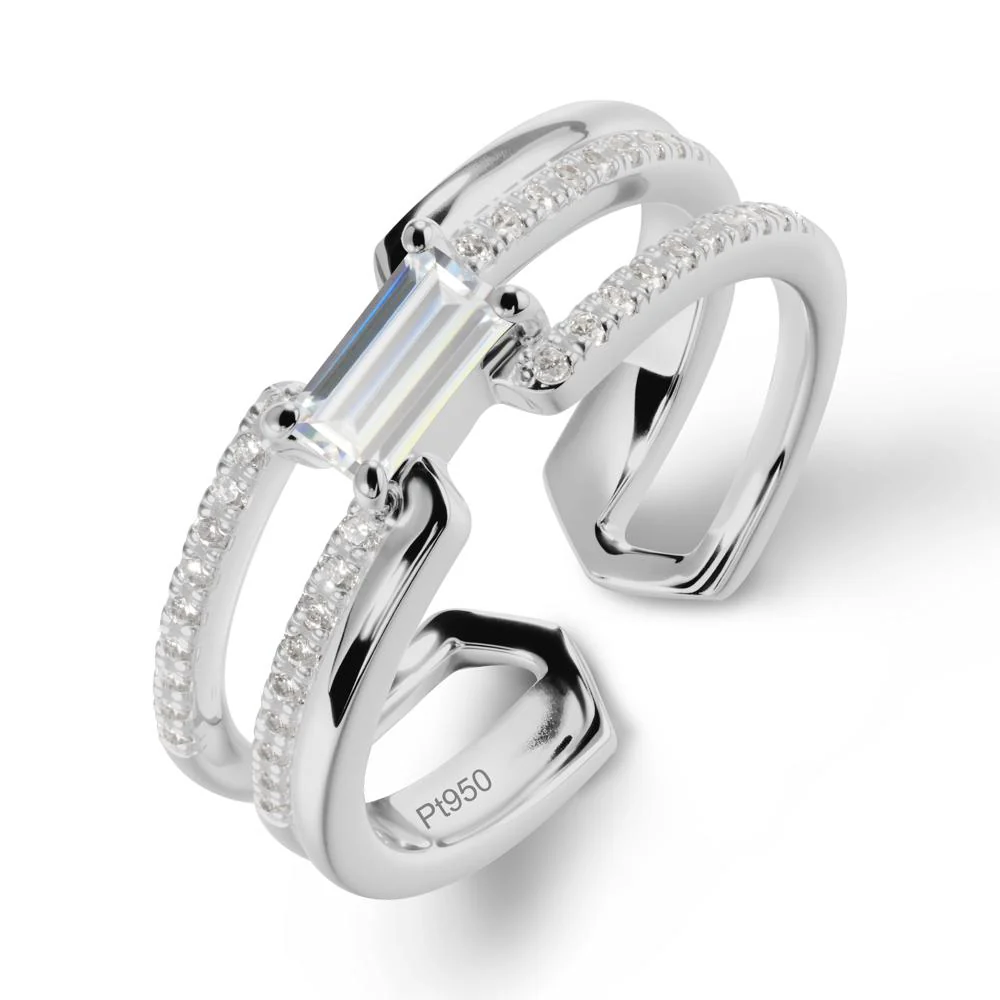 Double Half Eternity Band Cubic Zirconia Open Ring - Image 8