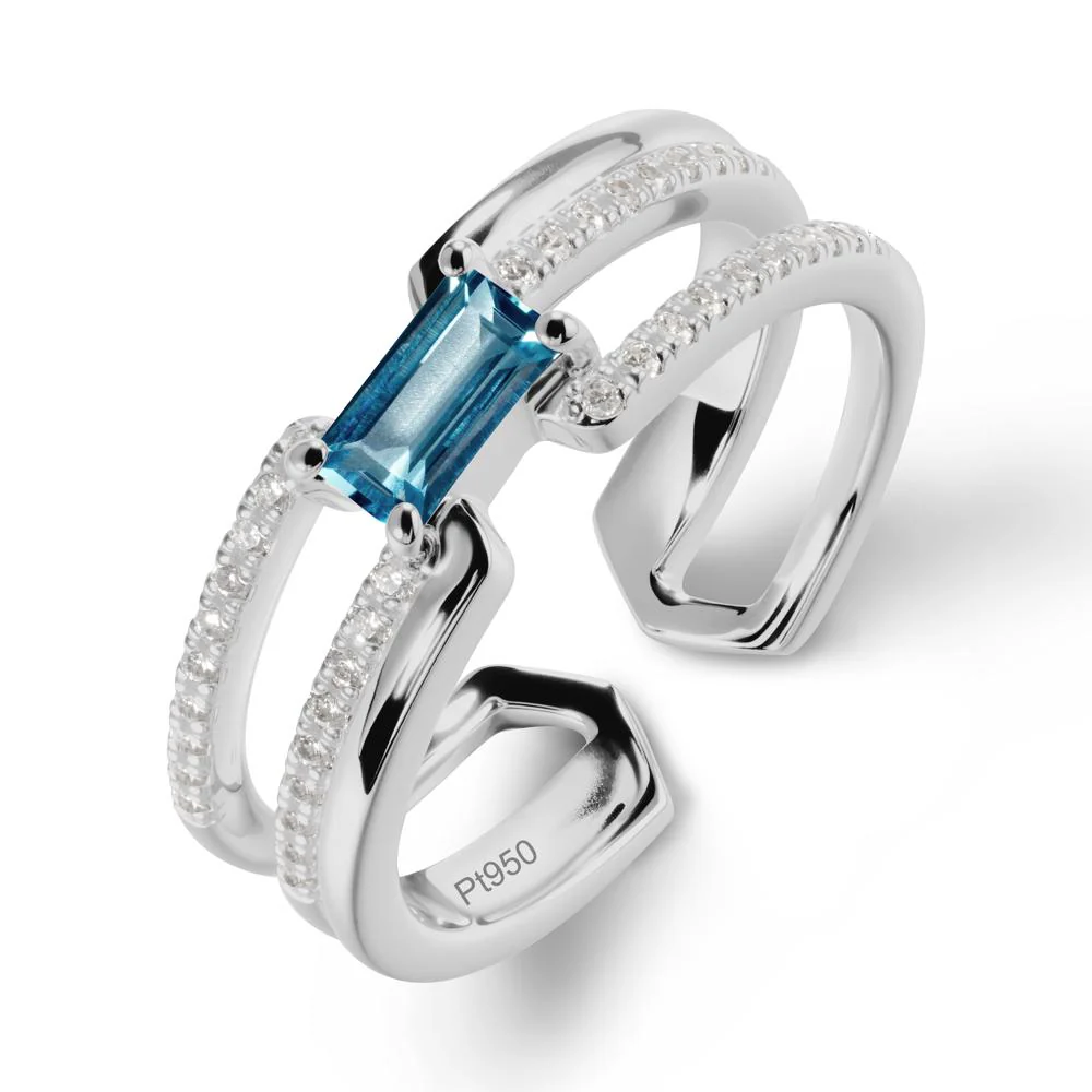 Double Half Eternity Band London Blue Topaz Open Ring
