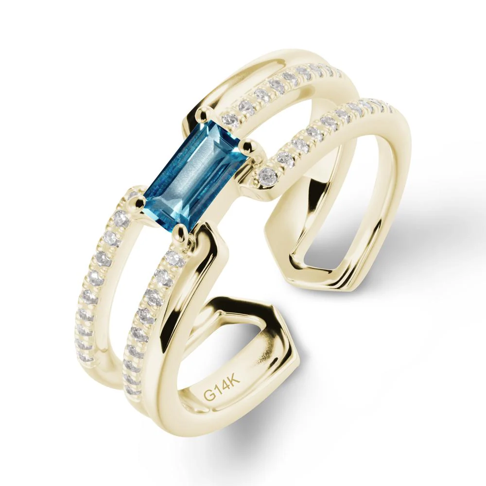 Double Half Eternity Band London Blue Topaz Open Ring - Image 4