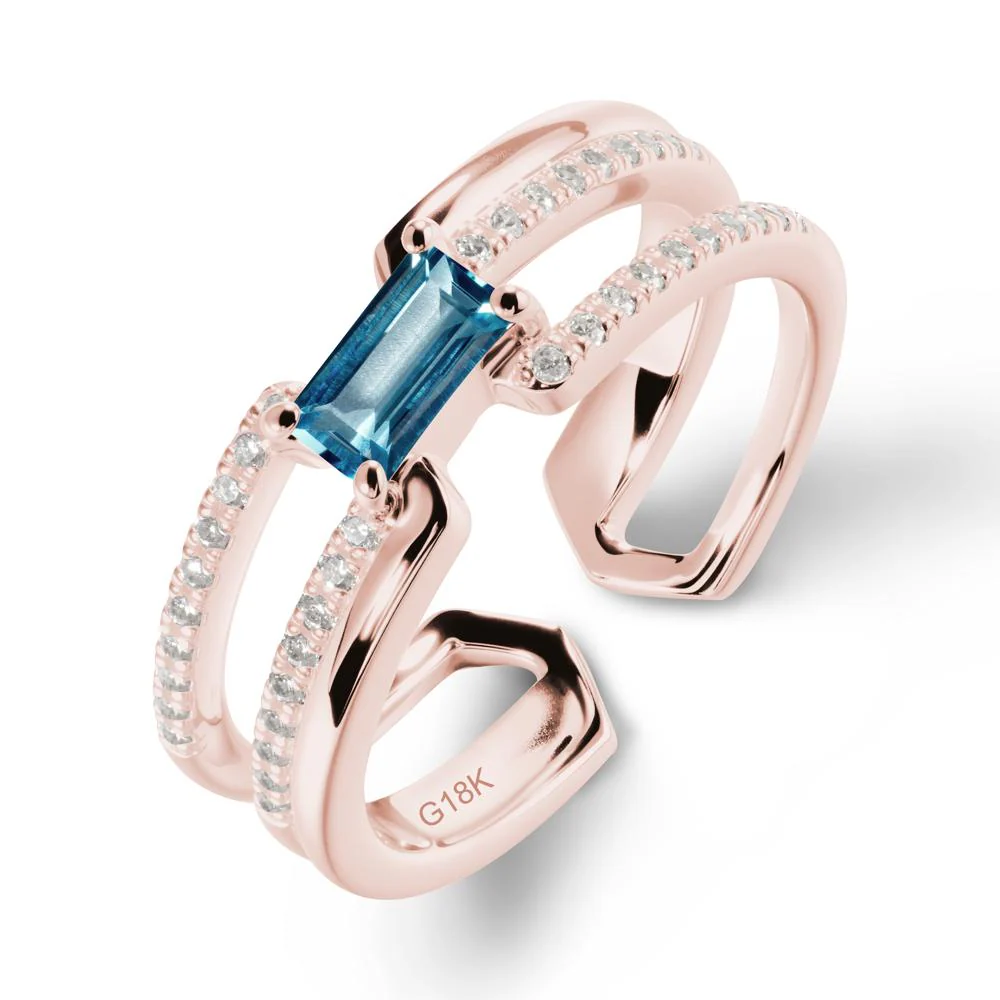 Double Half Eternity Band London Blue Topaz Open Ring - Image 5