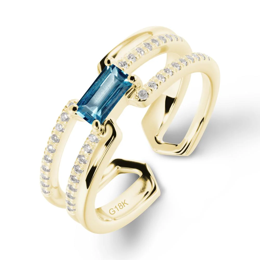 Double Half Eternity Band London Blue Topaz Open Ring - Image 7