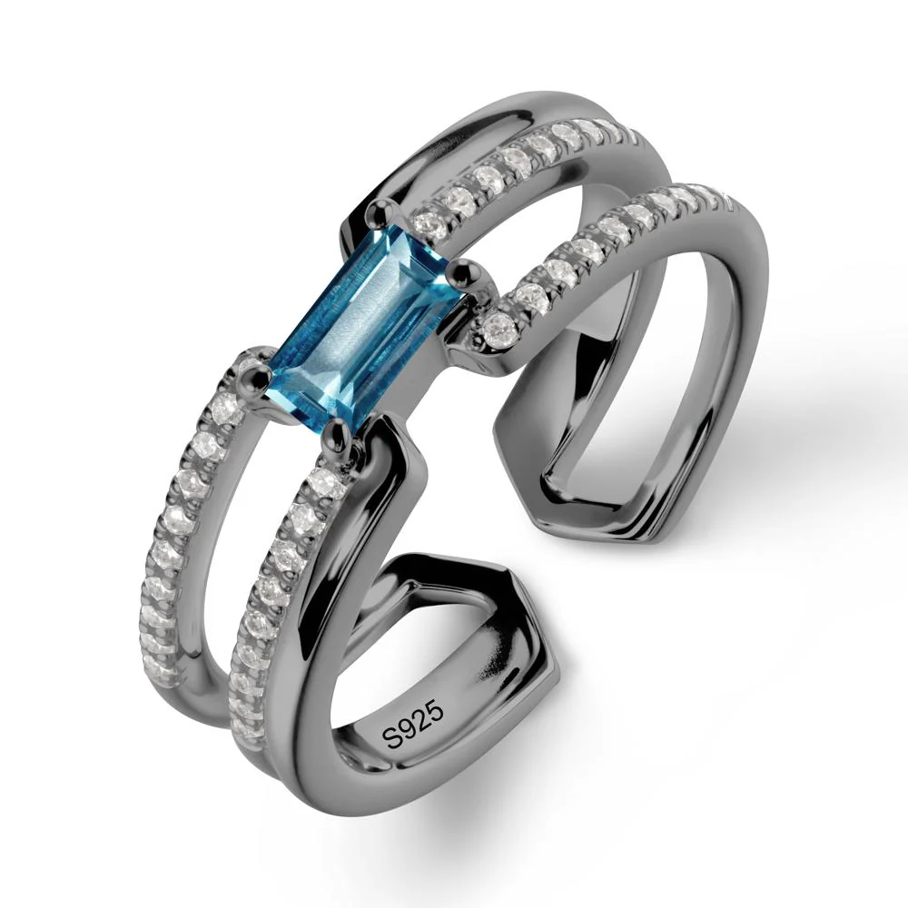 Double Half Eternity Band London Blue Topaz Open Ring - Image 8