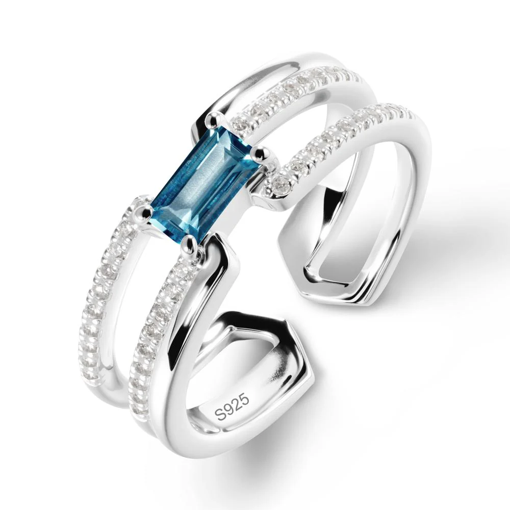 Double Half Eternity Band London Blue Topaz Open Ring - Image 9