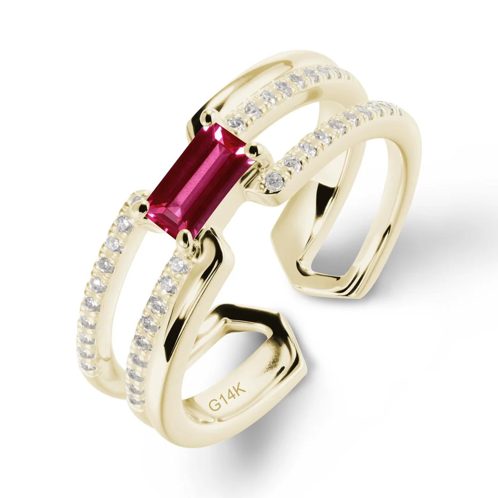 Double Half Eternity Band Ruby Open Ring - Image 4