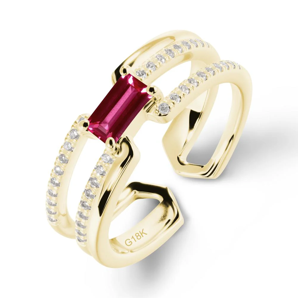 Double Half Eternity Band Ruby Open Ring - Image 7