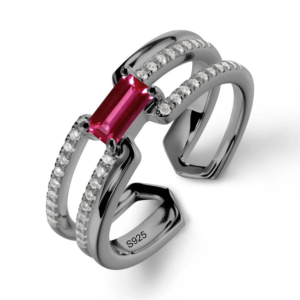 Double Half Eternity Band Ruby Open Ring - Image 8