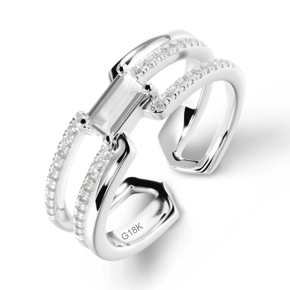 Double Half Eternity Band White Topaz Open Ring - Image 5