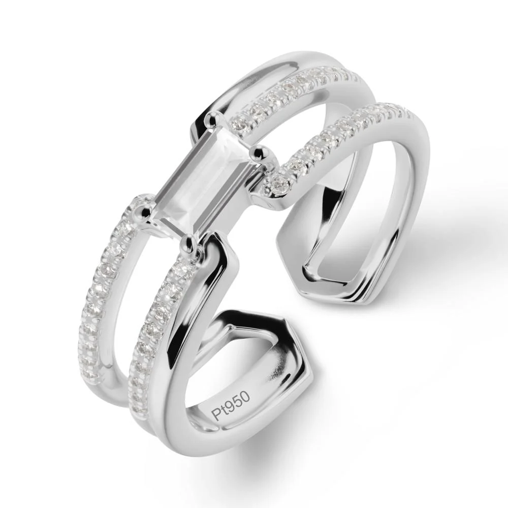 Double Half Eternity Band White Topaz Open Ring - Image 8