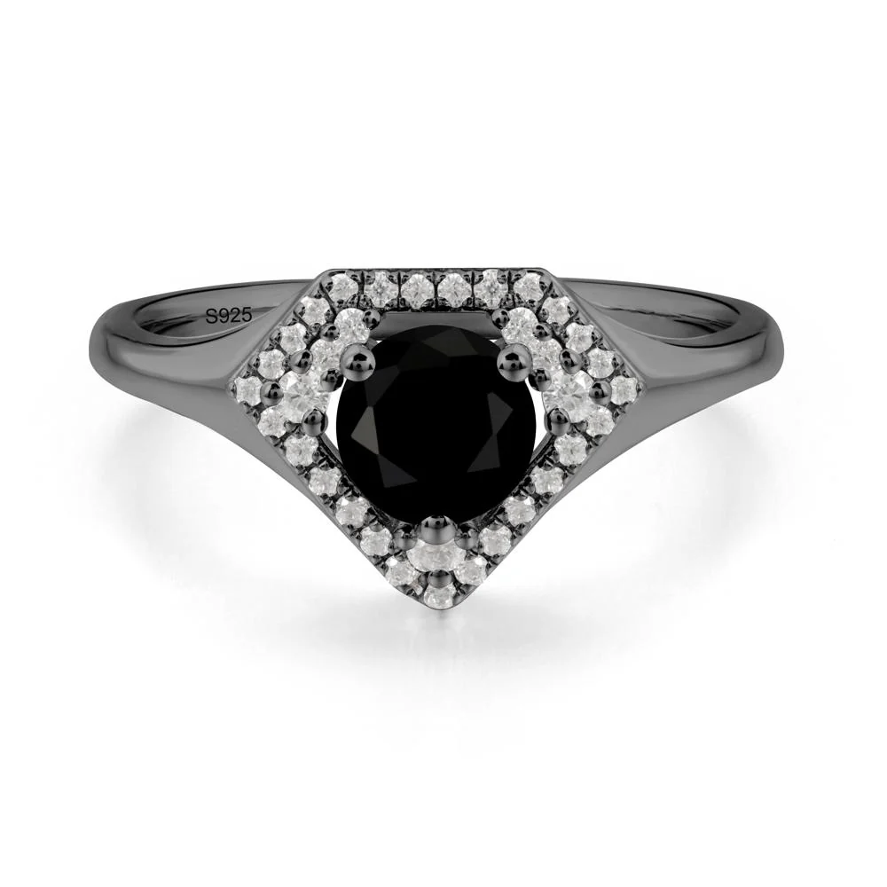 Double Halo Black Spinel Ring - Image 9