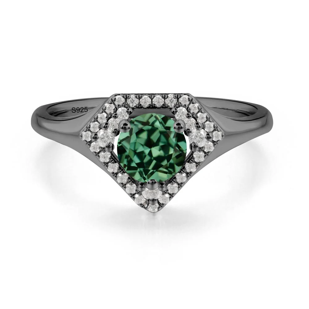 Double Halo Green Sapphire Ring - Image 4