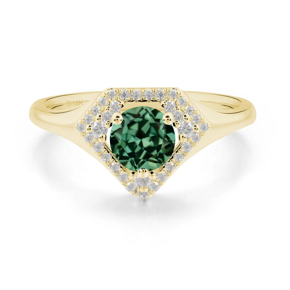 Double Halo Green Sapphire Ring - Image 6