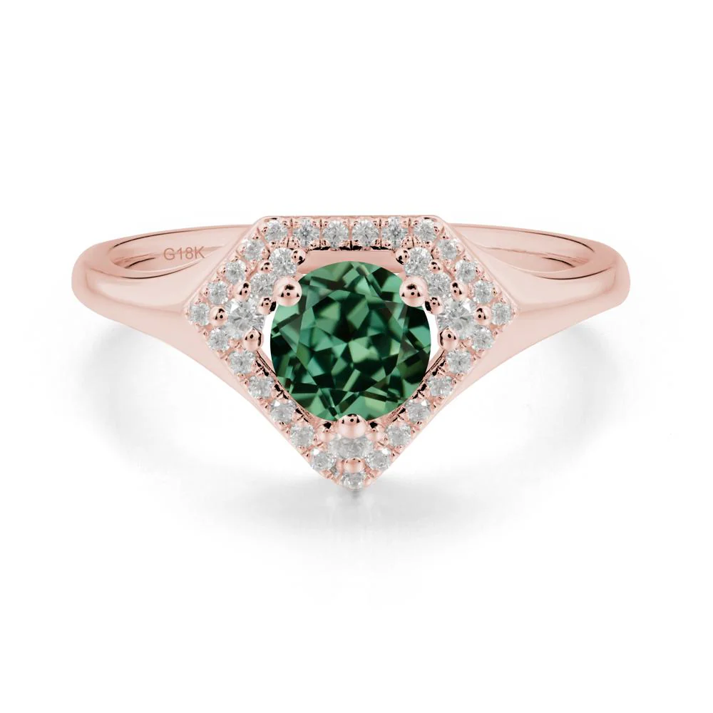 Double Halo Green Sapphire Ring - Image 8