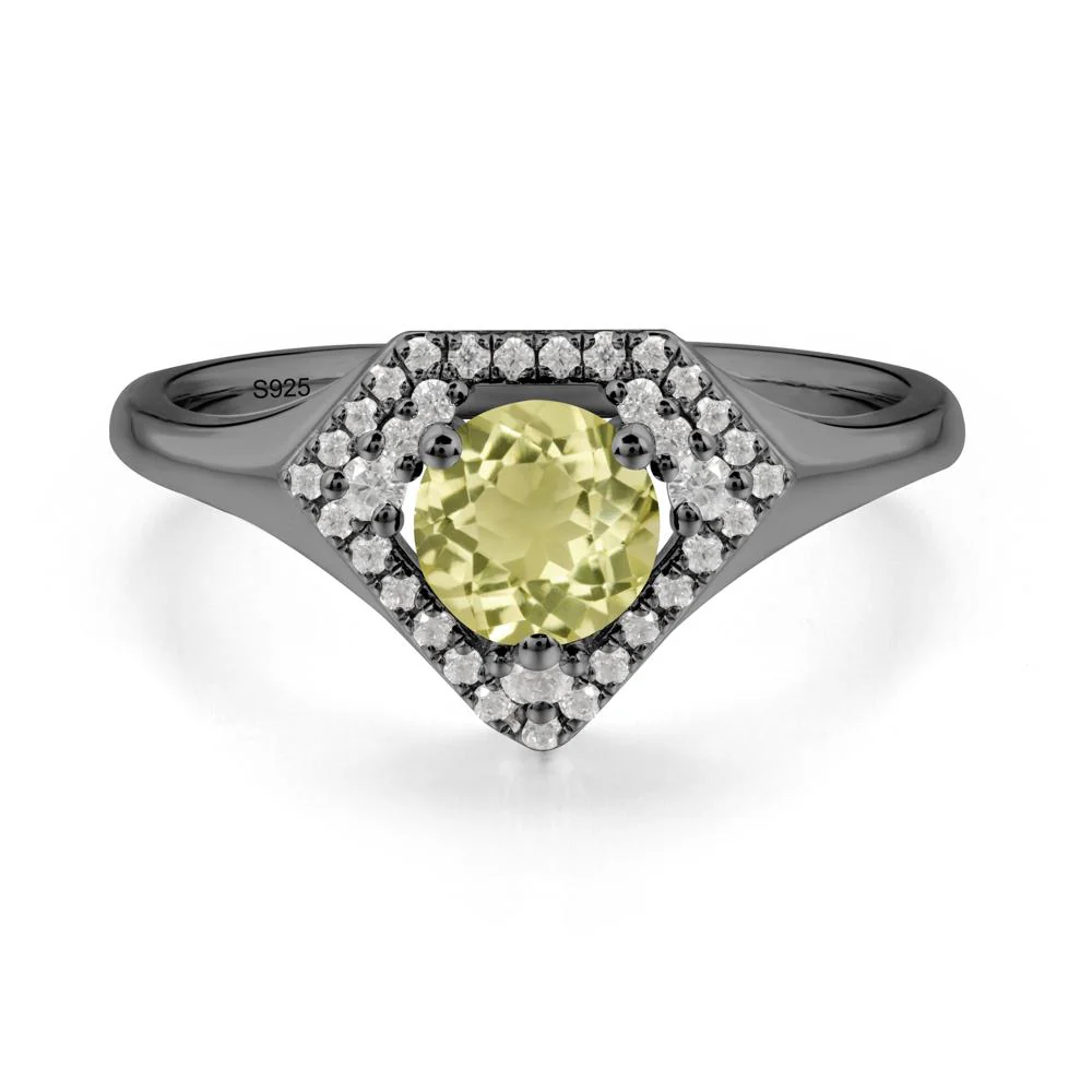 Double Halo Lemon Quartz Ring