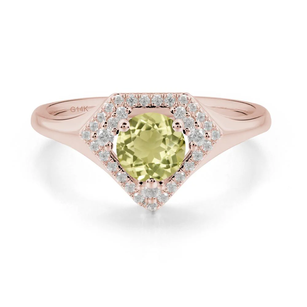 Double Halo Lemon Quartz Ring - Image 2