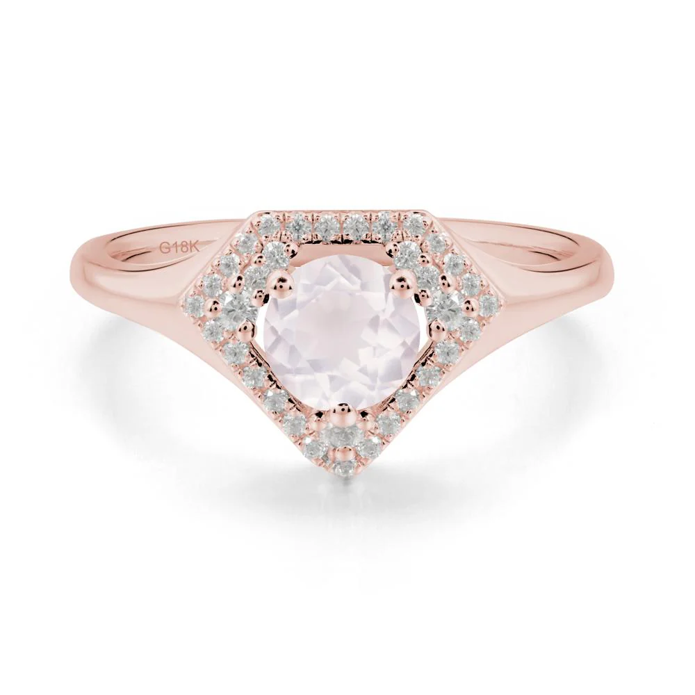 Double Halo Rose Quartz Ring - Image 5