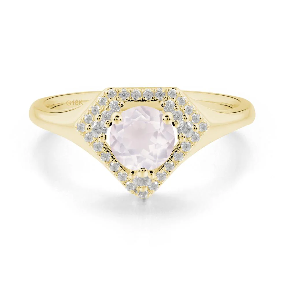 Double Halo Rose Quartz Ring - Image 6