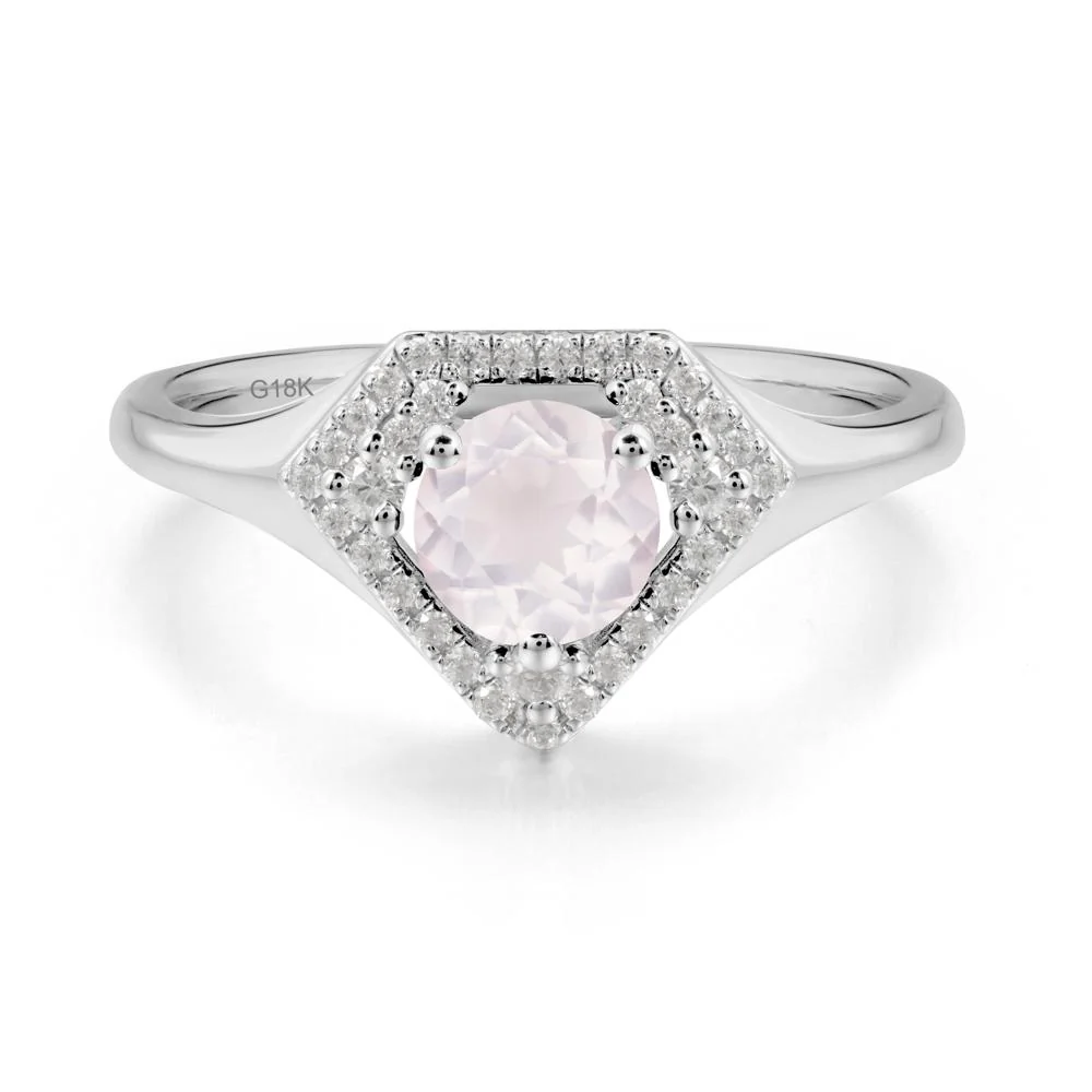 Double Halo Rose Quartz Ring - Image 7